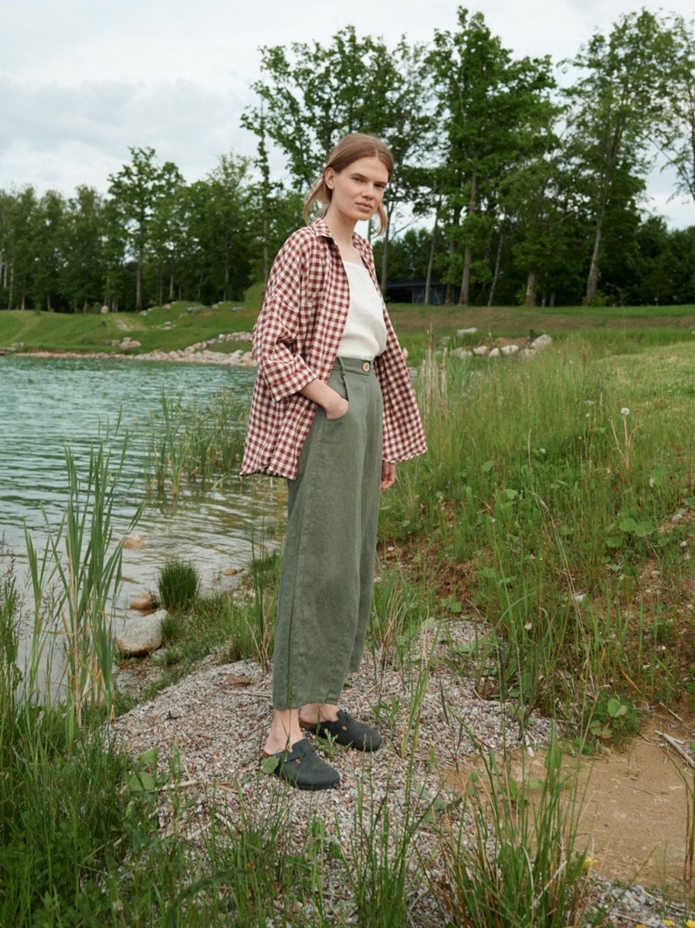 Linenfox Frankie Pants in Pine Green